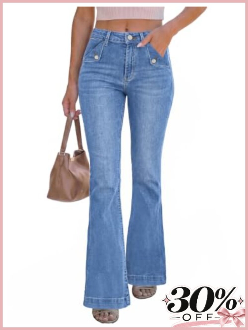 High Waisted Flared Jeans Stretchy Denim Pants Bootcut